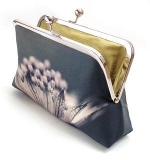 Image of Silver flower printed silk purse, astrantia + chain handle