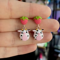Strawberry Cow Earrings