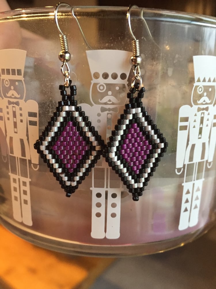Image of Boucles d'oreilles tissées main - perles de verre miyuki