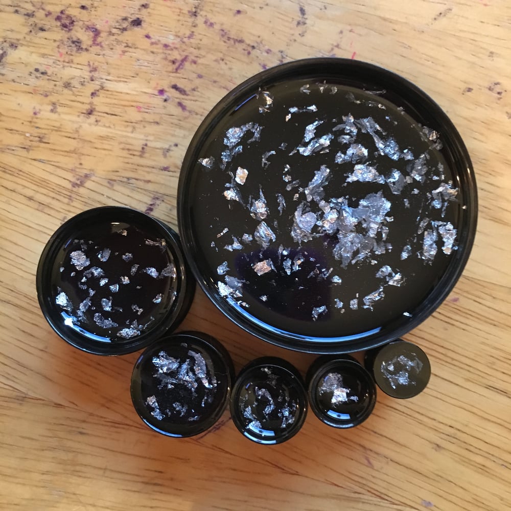 Image of Black and Silver Flake Plugs (0g-2")
