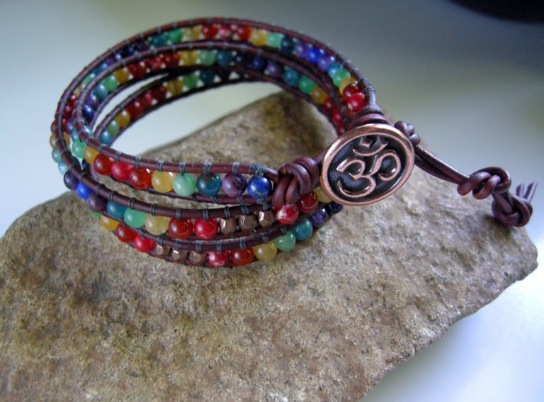 Chakra Leather Wrap Bracelet Image 3