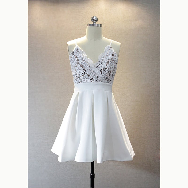 Beautiful White Lace Straps Cross Back Summer Dresses in Stock ...