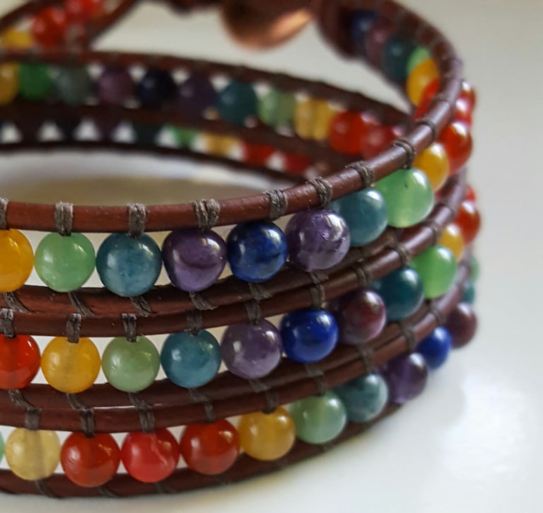 Chakra Leather Wrap Bracelet Image 4