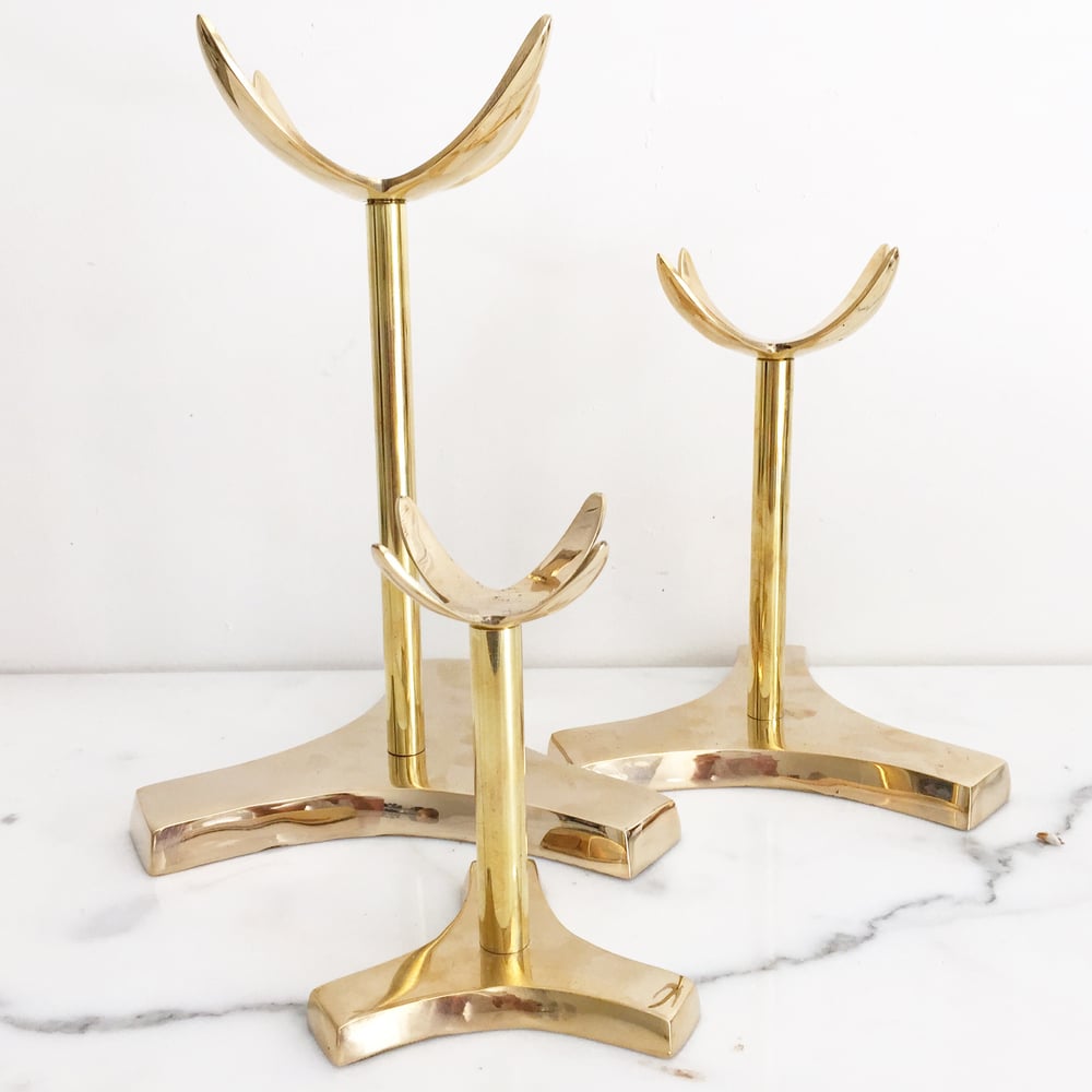 Image of Tall, Brass Claw Mineral + Crystal + Stone Specimen Stand