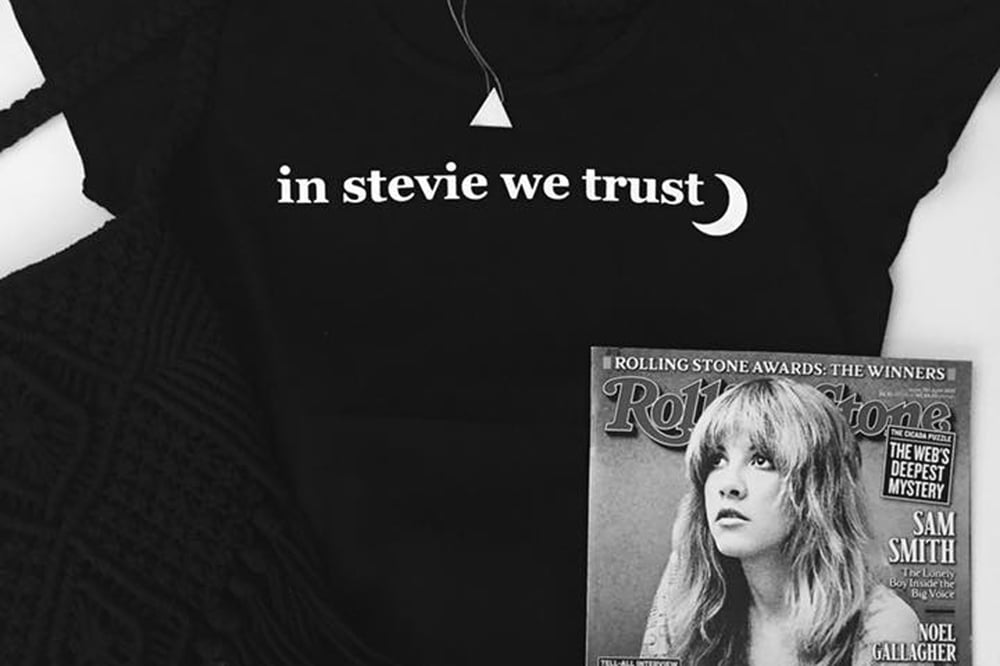Image of in stevie we trust t-shirt.