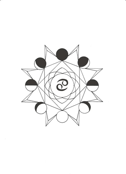 Image of Cancer Moon Phases Mandala Print