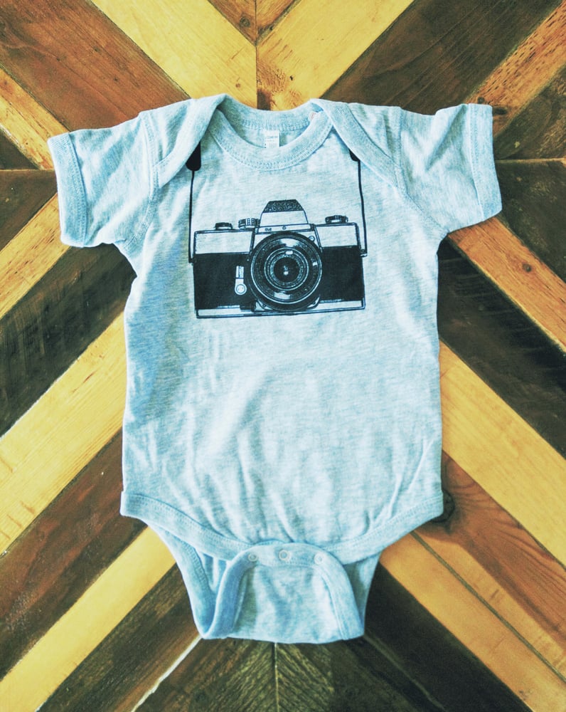 Image of Camera ) Infant Bodysuit ) Heather Grey
