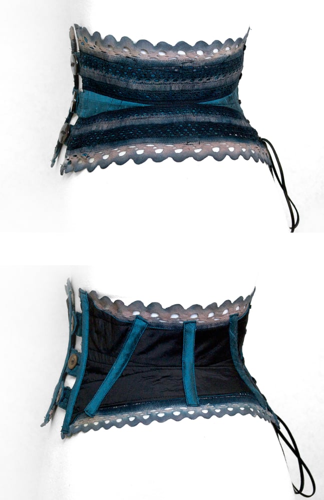 Image of Blue Rose Reversible Crochet Corset Belt