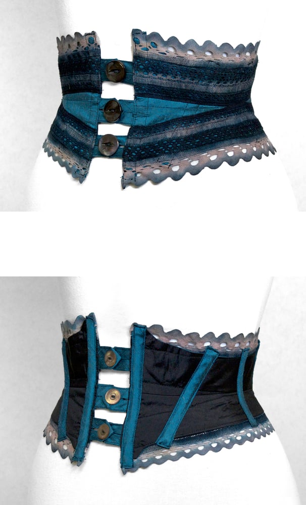 Image of Blue Rose Reversible Crochet Corset Belt