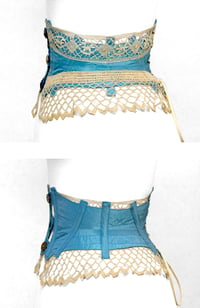 Image 3 of Robins Egg Reversible Crochet Wedding Corset Belt	
