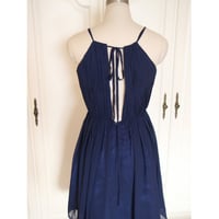 Image 2 of Lovely Short Chiffon Handmade Navy Blue Homecoming Dresses, Navy Blue Bridesmaid Dresses