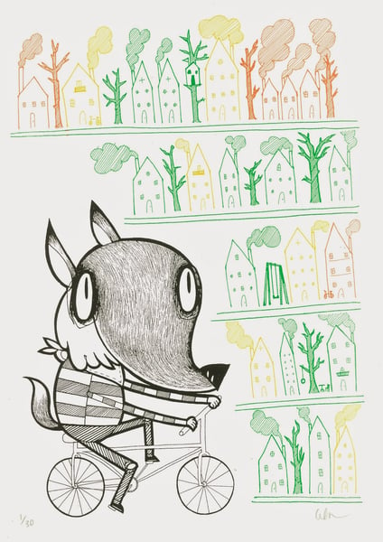 Image of A Fox About Town. A3 Screen Print.