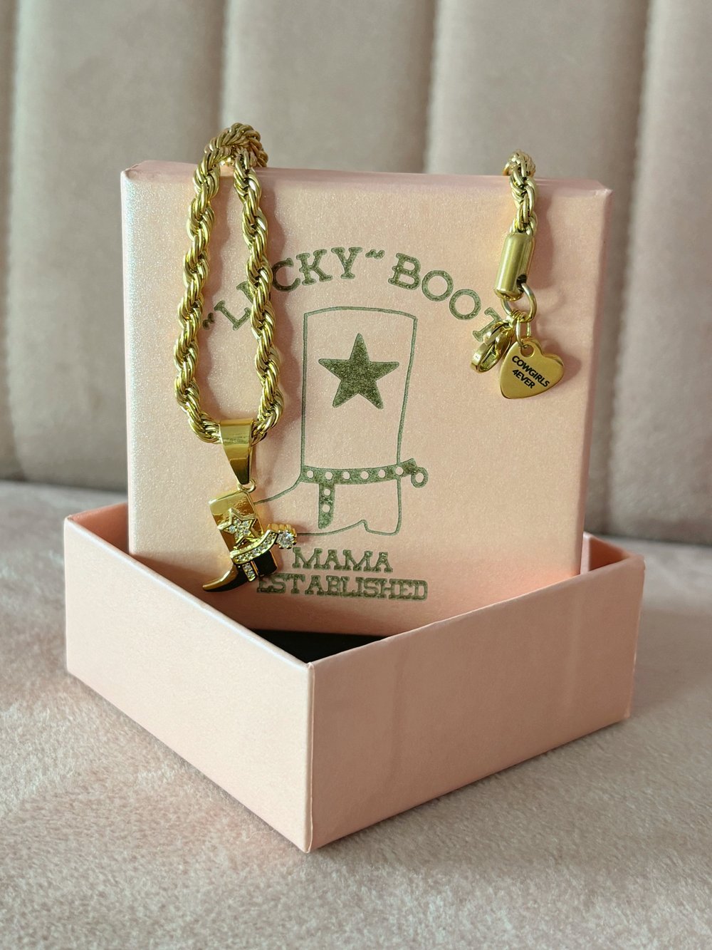 Image of “Lucky” boot rope pendant 