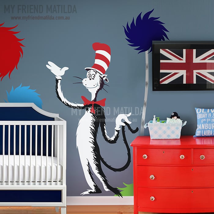 Dr Seuss Cat In The Hat Holding Tail wall decal will sticker