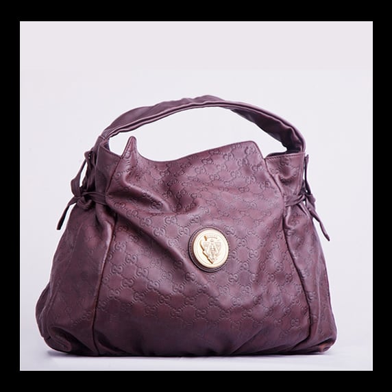 Image of Gucci Hysteria Chocolate Guccissima Leather Handbag