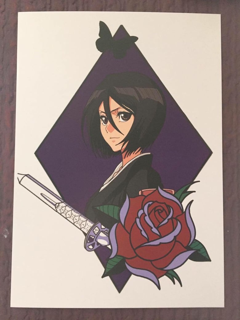 Image of Kuchiki Rukia with Rose (Bleach) Print