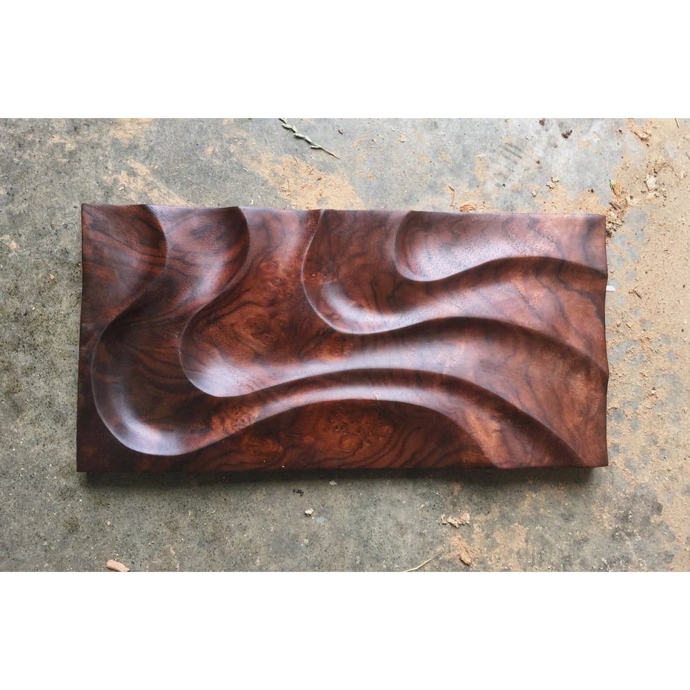 Image of Back to the beach. Walnut burl wall hanging.