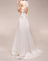 Image 2 of Beautiful V-neckline Handmade Long Chiffon Evening Gowns, Prom Gowns, Party Gowns