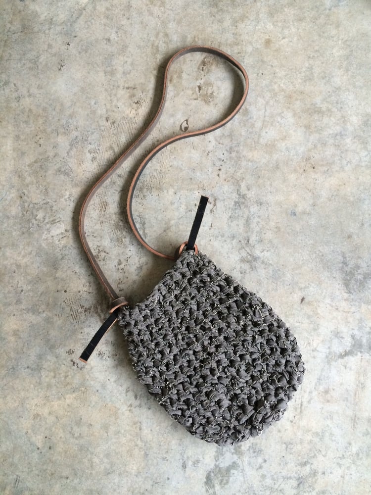 Image of Grey Linen Bag With Thin Strap
