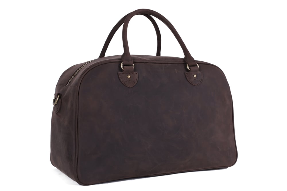 Image of Vintage Top Grain Leather Travel Bag Duffle Bag Holdall 9064