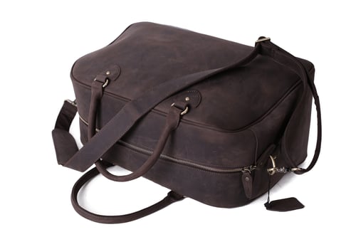 Image of Vintage Top Grain Leather Travel Bag Duffle Bag Holdall 9064