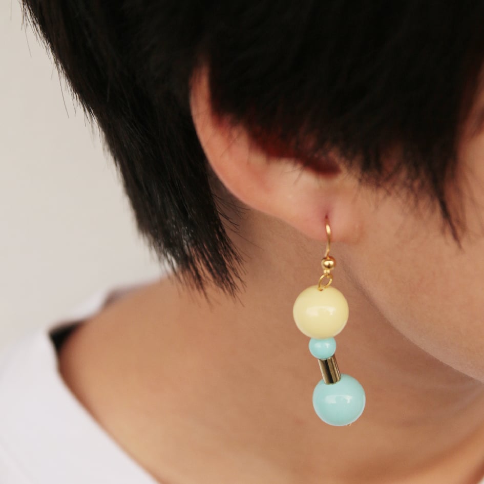 Image of Ice blue lemon bubble gum earrings