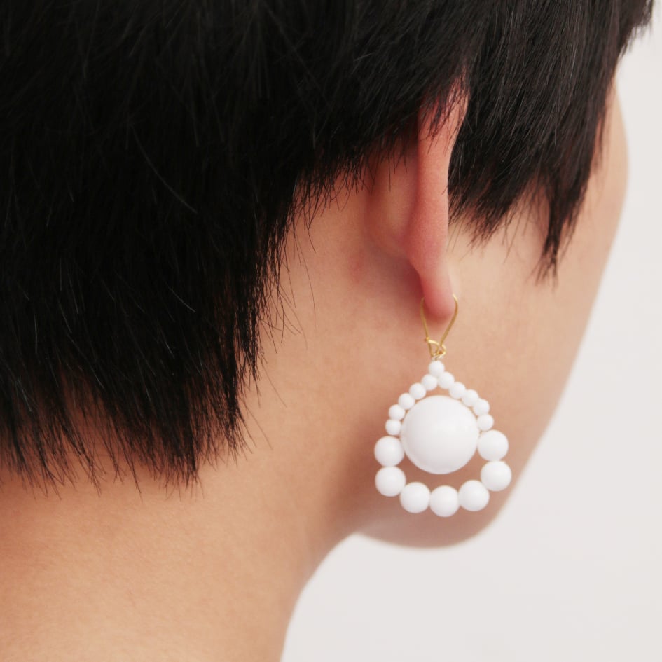Image of White loop a loop earrings