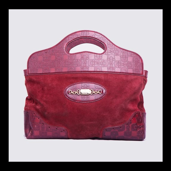 red suede tote bag