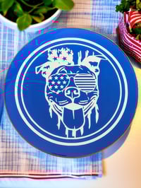 Image 1 of 14" Lazy Susan Turntable Epoxy Resin Art American Pitbull