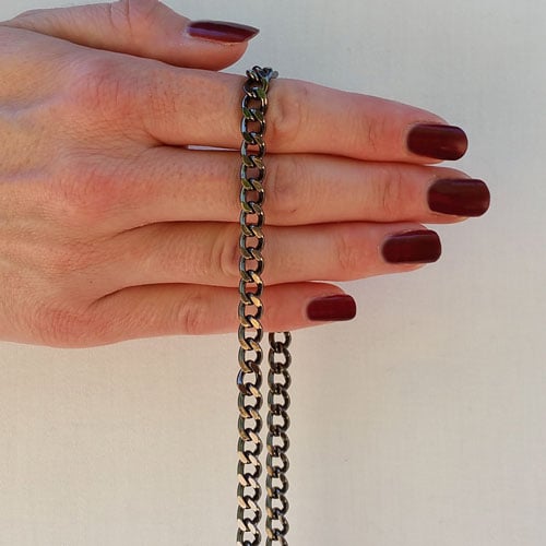Image of GUNMETAL Chain Bag Strap - Mini Classy Curb, Diamond Cut Accents - 1/4" Wide - Choose Length & Hooks