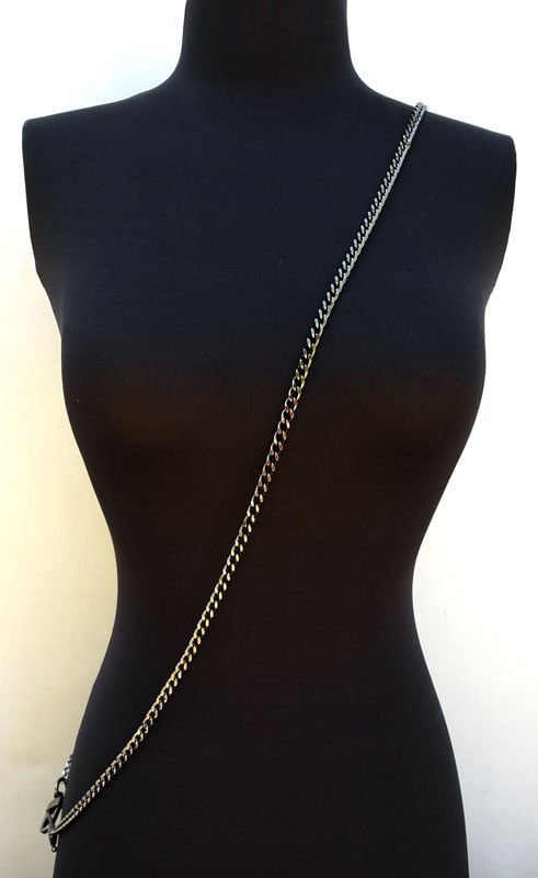 Image of GUNMETAL Chain Bag Strap - Mini Classy Curb, Diamond Cut Accents - 1/4" Wide - Choose Length & Hooks