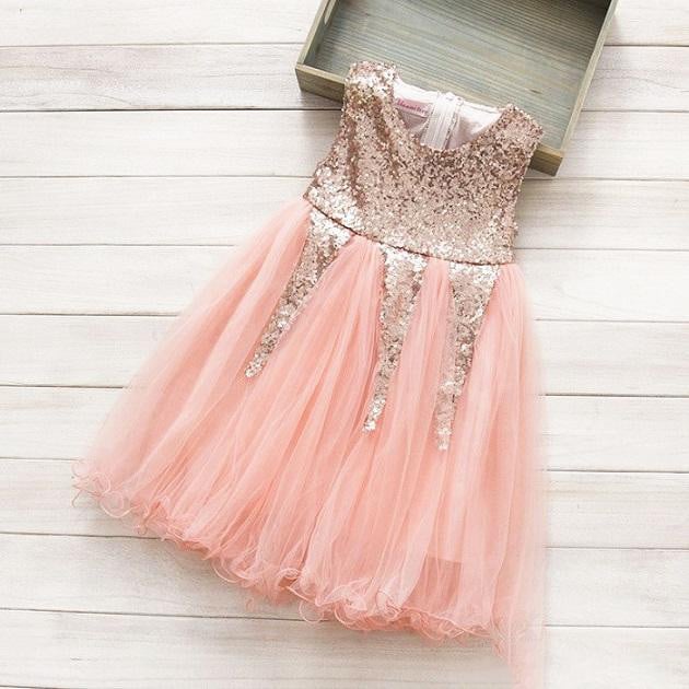 peach glitter dress