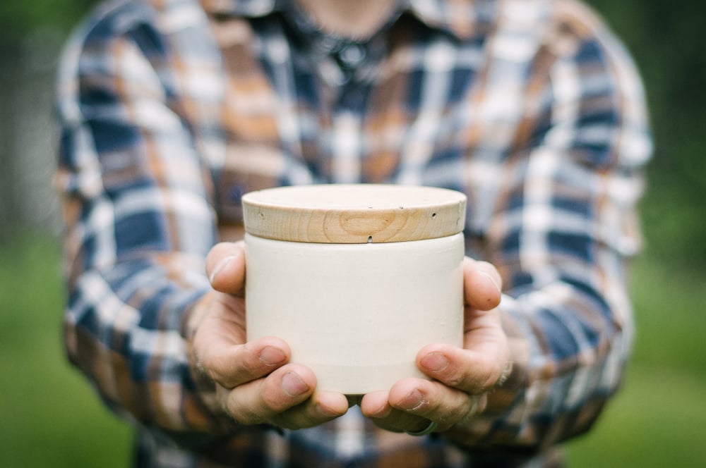 Image of Ceramic Jar with Wooden Lid