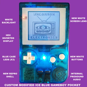 Image of Custom Modified Ice Blue Gameboy Pocket