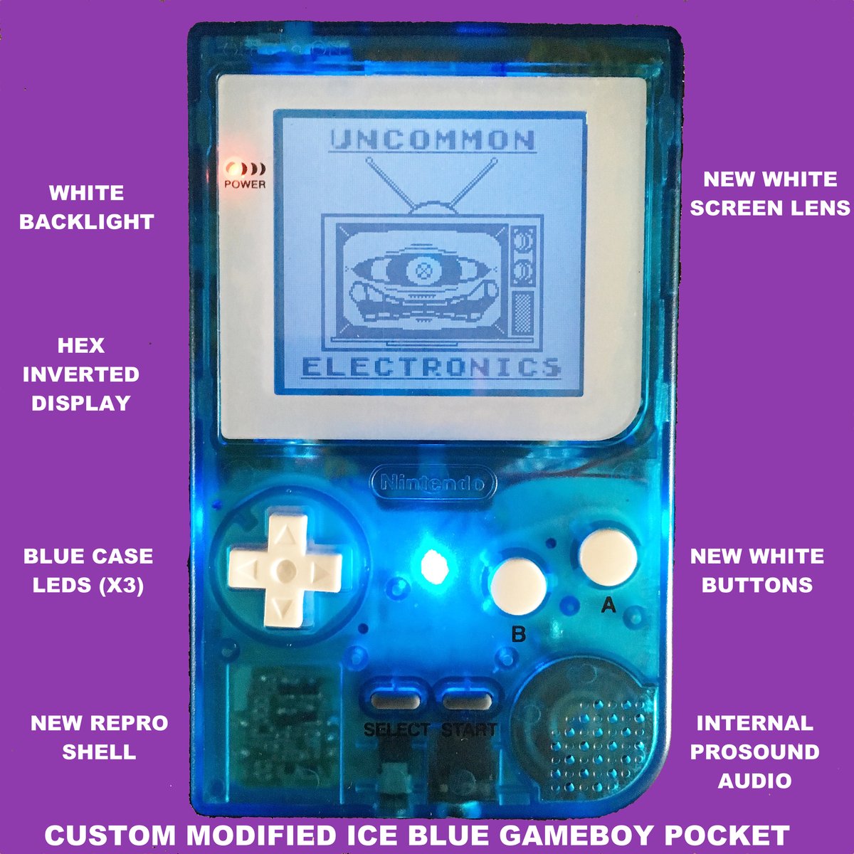 Electronics Custom Modified Ice Blue Gameboy Pocket