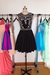 Beautiful Black Chiffon Beaded Short Homecoming Dresses, Black Homecoming Dresses, Party Dress