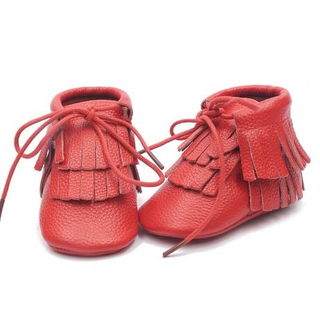 red moccasin boots