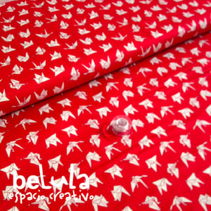 Image of Tela algodón patchwork: Grullas roja