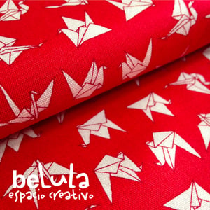 Image of Tela algodón patchwork: Grullas roja