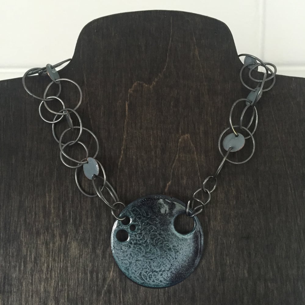 Image of Black and Gray Bubbles and Dots Necklace with Pendant