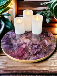 Image 2 of 14" Lazy Susan Turntable Epoxy Resin Art 'The Empress'