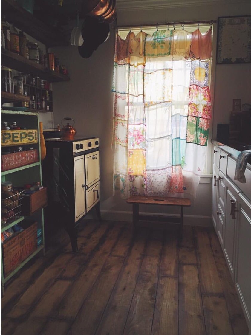 Image of Custom Vintage Hankie Curtain Listing