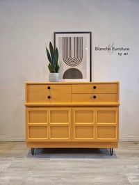 Image 1 of Custom Order Deposit: Gorgeous Nathan Sideboard in F&B Blue Grey 91 Black Hairpin legs & Handles