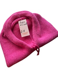 Image 1 of Pink Angora Knit Hooded Snood