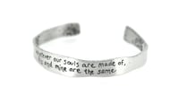 Image 1 of sterling silver wuthering heights quote cuff