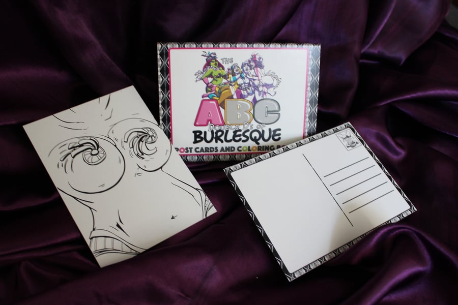 Image of ABC Double D's of Burlesque Postcard Coloring Book