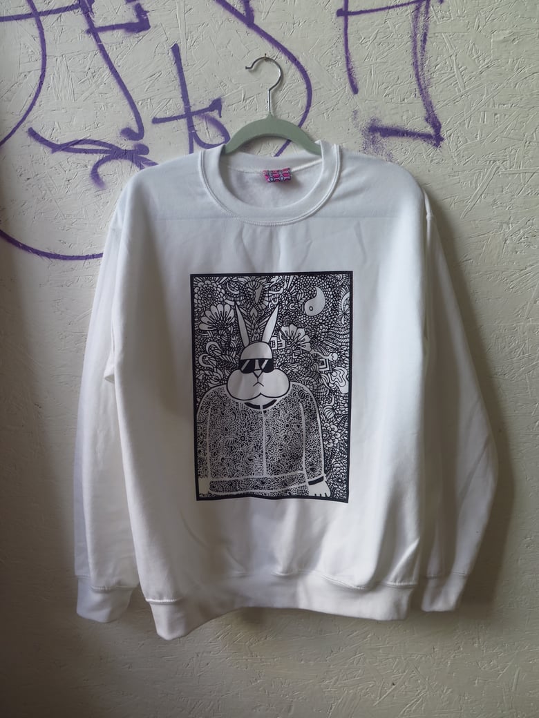 Image of seek the truth rabbit sweater white
