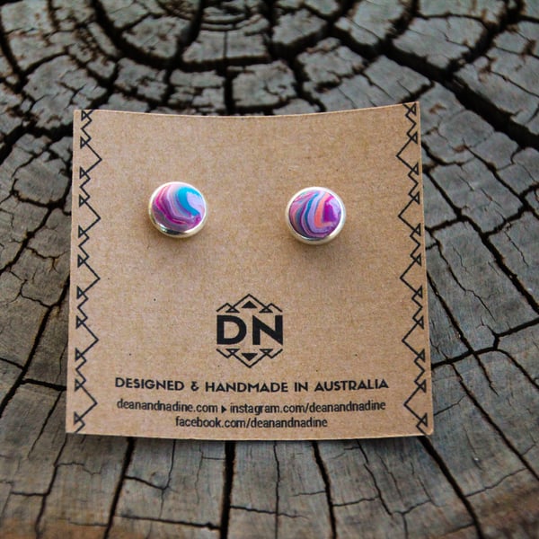 Image of Medium Studs Silver Plated | Marble