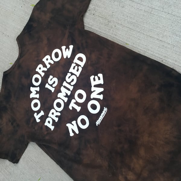 Image of The "Tomorrow Is Promised To No One" Scallop Tee in Tossed Bleach