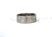 Image 1 of solid 14k gold wedding band with engraved vines